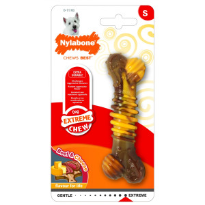 Nylabone - Текстурная  косточка экстра-жесткая, аромат говядины и сыра, S