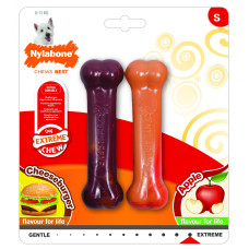 Nylabone - Косточка экстра-жесткая (2 шт.: аромат чизбургер/яблоко), S (Extreme Chew Twin Pack - Cheeseburger and Apple Flavour)