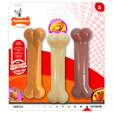 Nylabone - Набор из 3 косточек экстра-жестких (арахисовая паста/курица/бекон), S 