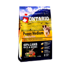 Ontario - Корм для щенков, с ягненком и рисом (puppy medium lamb & rice)