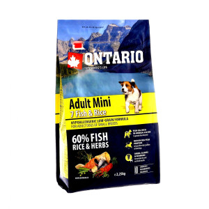 Ontario - Корм для собак малых пород, с 7 видами рыбы и рисом (adult mini fish & rice)