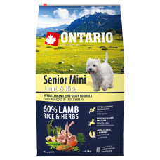 Ontario - Корм для пожилых собак малых пород, с ягненком и рисом (senior mini lamb & rice)