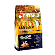 Ontario - Корм для собак, с курицей и картофелем (adult medium chicken & potatoes)
