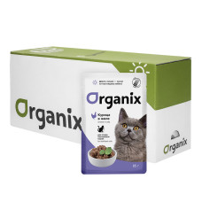 Organix - Паучи для стерилизованных кошек: курица в желе, 25шт x 85гр