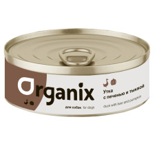 Organix - Консервы для собак, сочная утка с печенью и тыквой, упаковка 24шт x 0.1кг