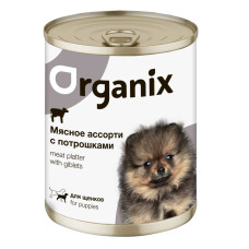 Organix - Консервы для щенков, мясное ассорти с потрошками, упаковка 24шт x 0.1кг