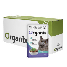 Organix - Паучи для стерилизованных кошек "идеальная кожа и шерсть": курица в соусе, 25шт x 85гр
