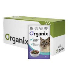 Organix - Паучи для стерилизованных кошек "идеальная кожа и шерсть": говядина в соусе, 25шт x 85гр