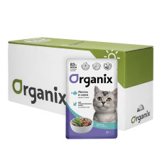 Organix - Паучи для стерилизованных кошек "идеальная кожа и шерсть": лосось в соусе, 25шт x 85гр