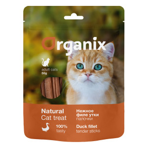 Organix - Лакомство для кошек "Нежные палочки из филе утки" 100% мясо