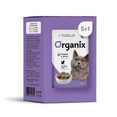 Organix - Набор паучей 5+1 в подарок для стерилизованных кошек: курица в желе