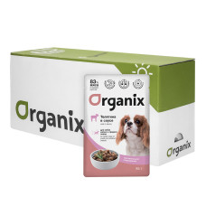 Organix - Паучи для собак мелких и средних пород с чувствительным пищеварением, телятина в соусе, 25шт x 85гр