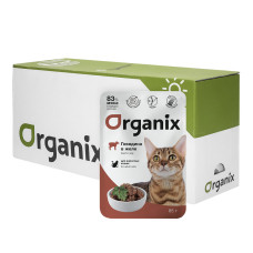 Organix - Паучи для кошек: говядина в желе, 25шт x 85гр