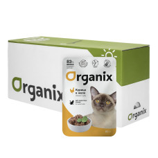 Organix - Паучи для кошек: курица в желе, 25шт x 85гр