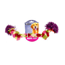 Papillon - Игрушка для собак "Плетеная цветная с двумя узлами", 33 см