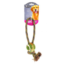Papillon - Игрушка для собак "Плетеный камуфляжный буксир с теннисным мячиком", 32 см
