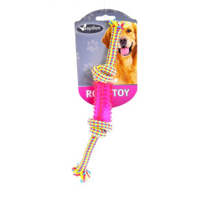 Игрушка для собак "Плетеная веревка с пластиковой гантелькой", 24 см