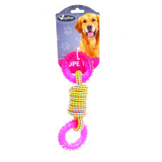 Papillon - Игрушка для собак "Плетеная веревка с двумя пластиковыми кольцами", 23 см