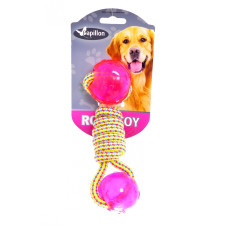 Papillon - Игрушка для собак "Плетеная гантелька с двумя шариками", 17 см