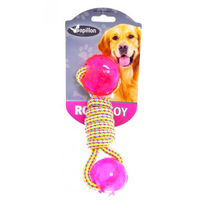 Игрушка для собак "Плетеная гантелька с двумя шариками", 17 см