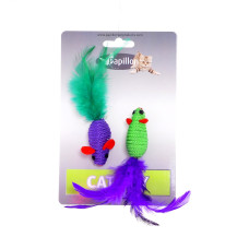 Papillon - Игрушка для кошек "Две мышки с перьями" 2х5см 