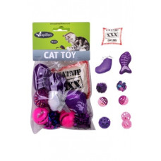 Papillon - Набор из 10 игрушек для кошек с рыбкой, мячиками и кошачьей мятой