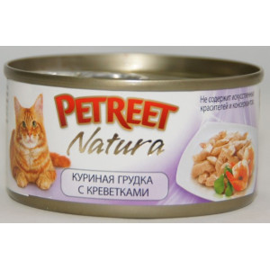Petreet консервы для кошек куриная грудка с креветками