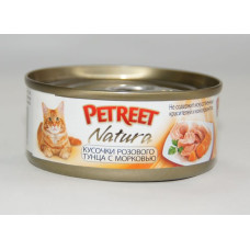 Petreet консервы для кошек кусочки розового тунца с морковью