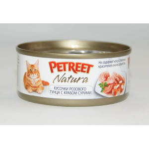 Petreet консервы для кошек кусочки розового тунца с крабом сурими