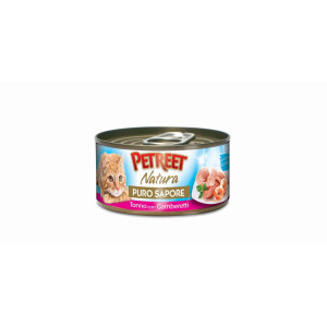 Petreet консервы для кошек кусочки тунца с креветками в рыбном супе