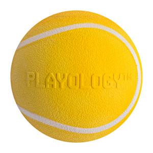 Жевательный мяч SQUEAKY CHEW BALL 6 см для собак мелких и средних пород с пищалкой и с ароматом курицы, цвет желтый
