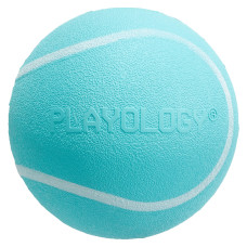 Playology - Жевательный мяч SQUEAKY CHEW BALL 8 см для собак средних и крупных пород с пищалкой и с ароматом арахиса, цвет голубой