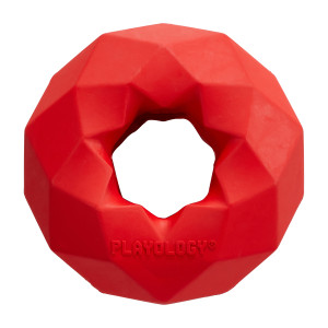 Жевательное кольцо-многогранник CHANNEL CHEW RING для собак средних и крупных пород с ароматом говядины, цвет красный