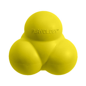 Playology - Жевательный тройной мяч SQUEAKY BOUNCE BALL для собак средних и крупных пород с пищалкой и с ароматом курицы, цвет желтый