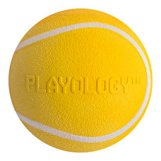 Playology - Жевательный мяч SQUEAKY CHEW BALL 8 см для собак средних и крупных пород с пищалкой и с ароматом курицы, цвет желтый