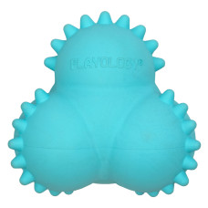 Playology - Дентальный жевательный тройной мяч SQUEAKY BOUNCE BALL для щенков 4-8 месяцев с ароматом арахиса, цвет голубой