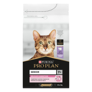 Purina Pro Plan - Корм для пожилых кошек 7+ с чувств.пищеварением индейка