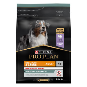 Purina Pro Plan - Grain free для собак с чувствительным пищеварением с индейкой, беззерновой