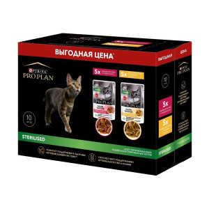 Purina Pro Plan - Набор паучей для кастрированных кошек 10 шт