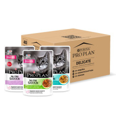Purina Pro Plan - Набор паучей для кошек с чувствительным пищеварением 40шт