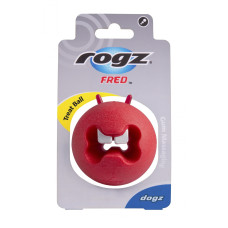 Rogz - Игрушка с отверстиями для лакомств и массажными насечками FRED средняя, красный (FRED TREAT BALL) FR02C