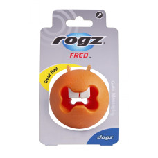 Rogz - Игрушка с отверстиями для лакомств и массажными насечками FRED средняя, оранжевый (FRED TREAT BALL) FR02D