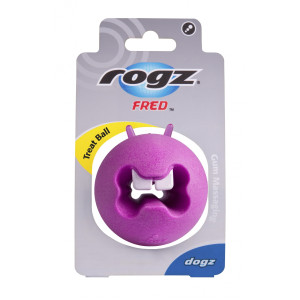 Игрушка с отверстиями для лакомств и массажными насечками FRED средняя, розовый (FRED TREAT BALL) FR02K