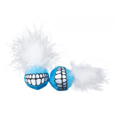 Rogz - Игрушка для кошек плюшевые мячики Grinz с кошачьей мятой (2 шт), синий (CATNIP GRINZ BALL)