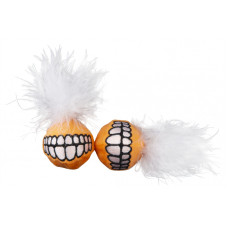 Rogz - Игрушка для кошек плюшевые мячики Grinz с кошачьей мятой (2 шт), оранжевый (CATNIP GRINZ BALL)