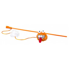 Rogz - Игрушка-дразнилка для кошек плюшевый мячик Fluffy Grinz с кошачьей мятой, оранжевый (CATNIP FLUFFY GRNZ WAND) CTT05-D