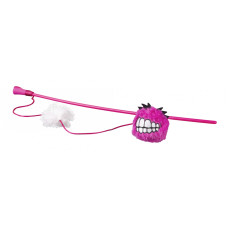 Rogz - Игрушка-дразнилка для кошек плюшевый мячик Fluffy Grinz с кошачьей мятой, розовый (CATNIP FLUFFY GRNZ WAND) CTT05-K