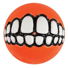 Rogz - Мяч с принтом зубы и отверстием для лакомств GRINZ малый, оранжевый (GRINZ BALL SMALL) GR01D
