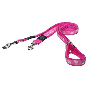 Поводок для собак перестежка "Fancy dress", S, ширина 1,1 см, длина 1,1-1,3-1,8м, "Розовая лапка" (MULTI PURPOSE LEAD)
