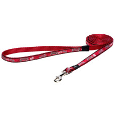Rogz - Поводок для собак "Fancy dress", L, ширина 2 см, длина 1,8м, "Красные косточки" (FIXED LONG LEAD)